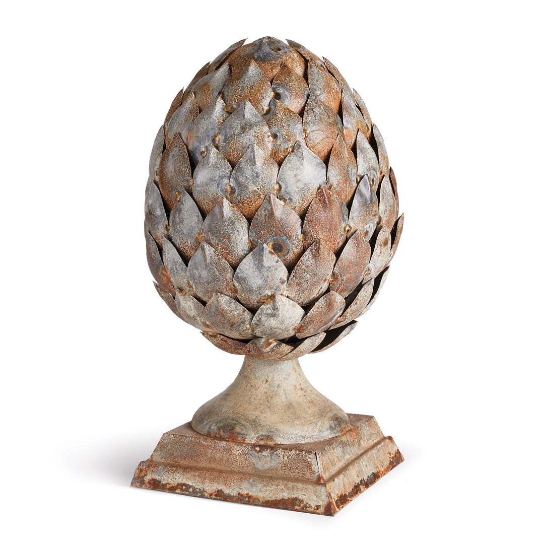 Large Weathered Metal Artichoke Decorative Finial 