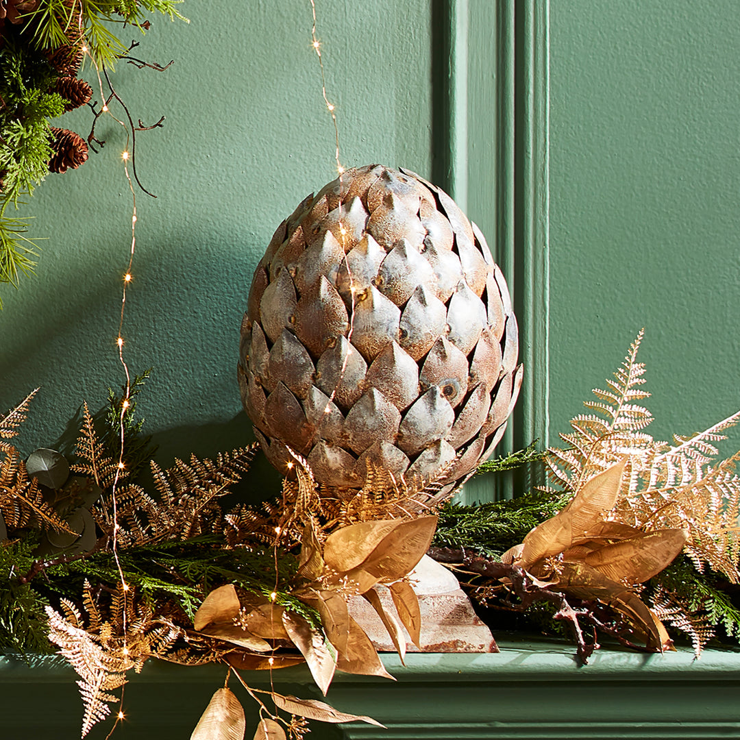 Large Weathered Metal Artichoke Decorative Finial 