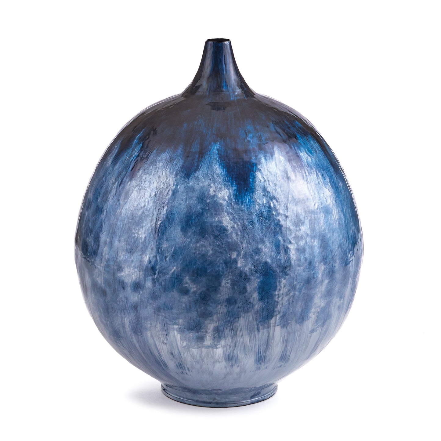 Expertly crafted and elegantly designed, Neptune Blue Vase Short features durable, lightweight enameled iron construction. Hand-painted with a color palette inspired by nature, this vase is a stunning display of art and natural beauty. Upgrade your home decor with this impressive piece.