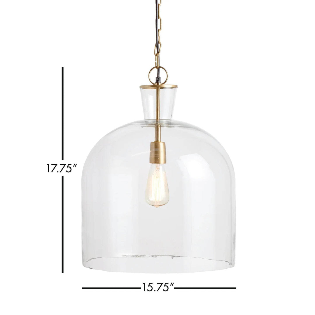 Large Brass and Seeded Glass Island Pendant Light