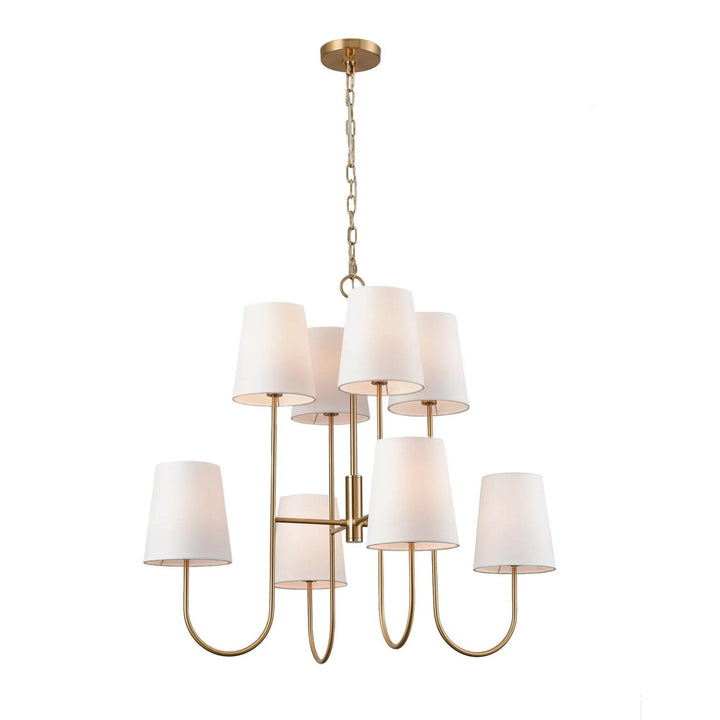 Elegant Two-Tier Gold Chandelier with Tapered Shades