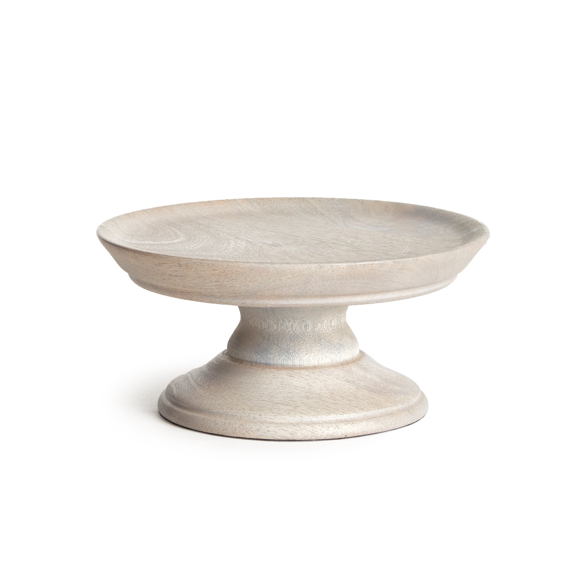 Looking to elevate your display? Made out of turned mango wood, and finished in a light, milky wash this traditional stand is a work of art. Use on the kitchen island, or in the family room to create some variation in height and added interest to your accents.