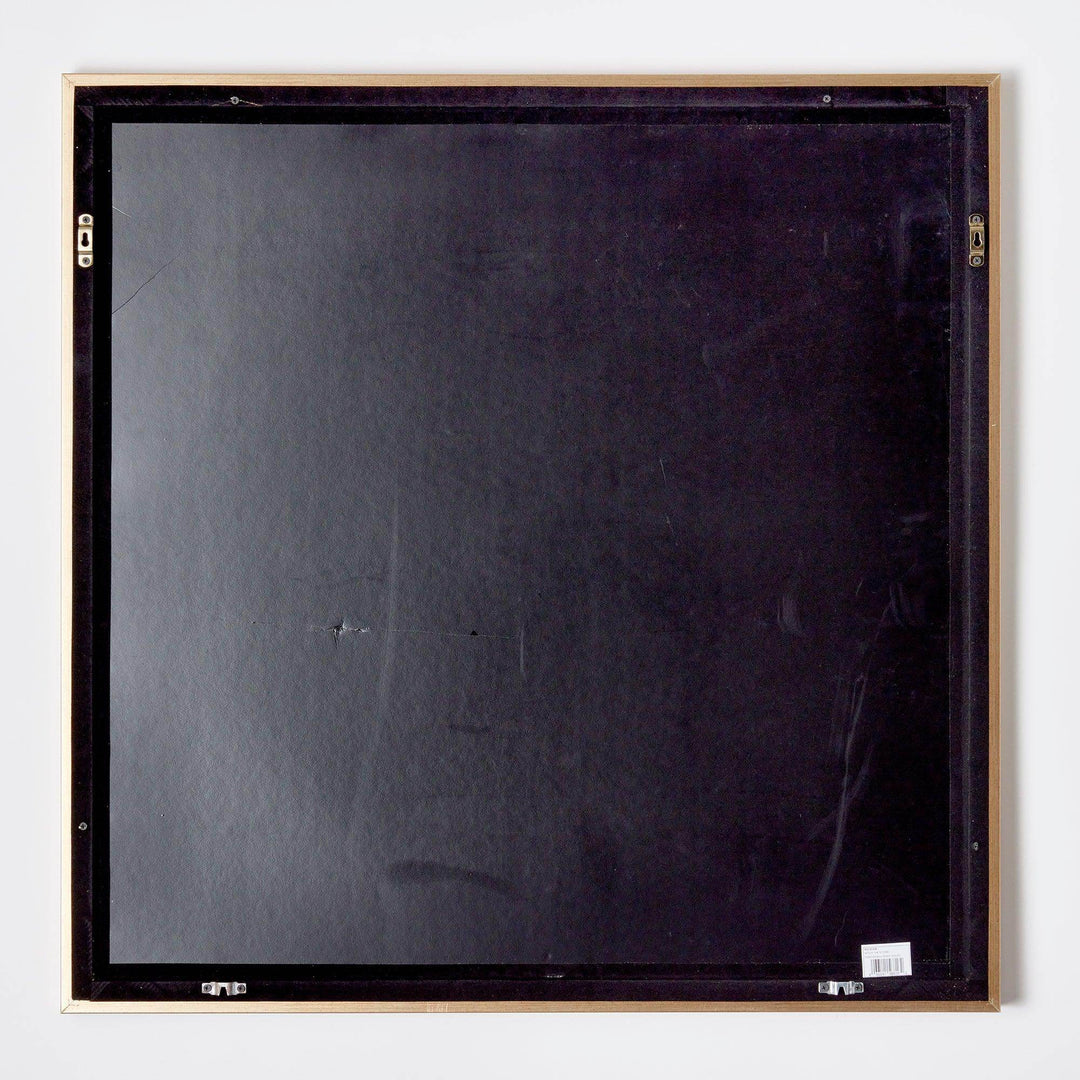 Rear view of large square canvas wall art with secure wood and polystyrene frame construction – Modern Coastal