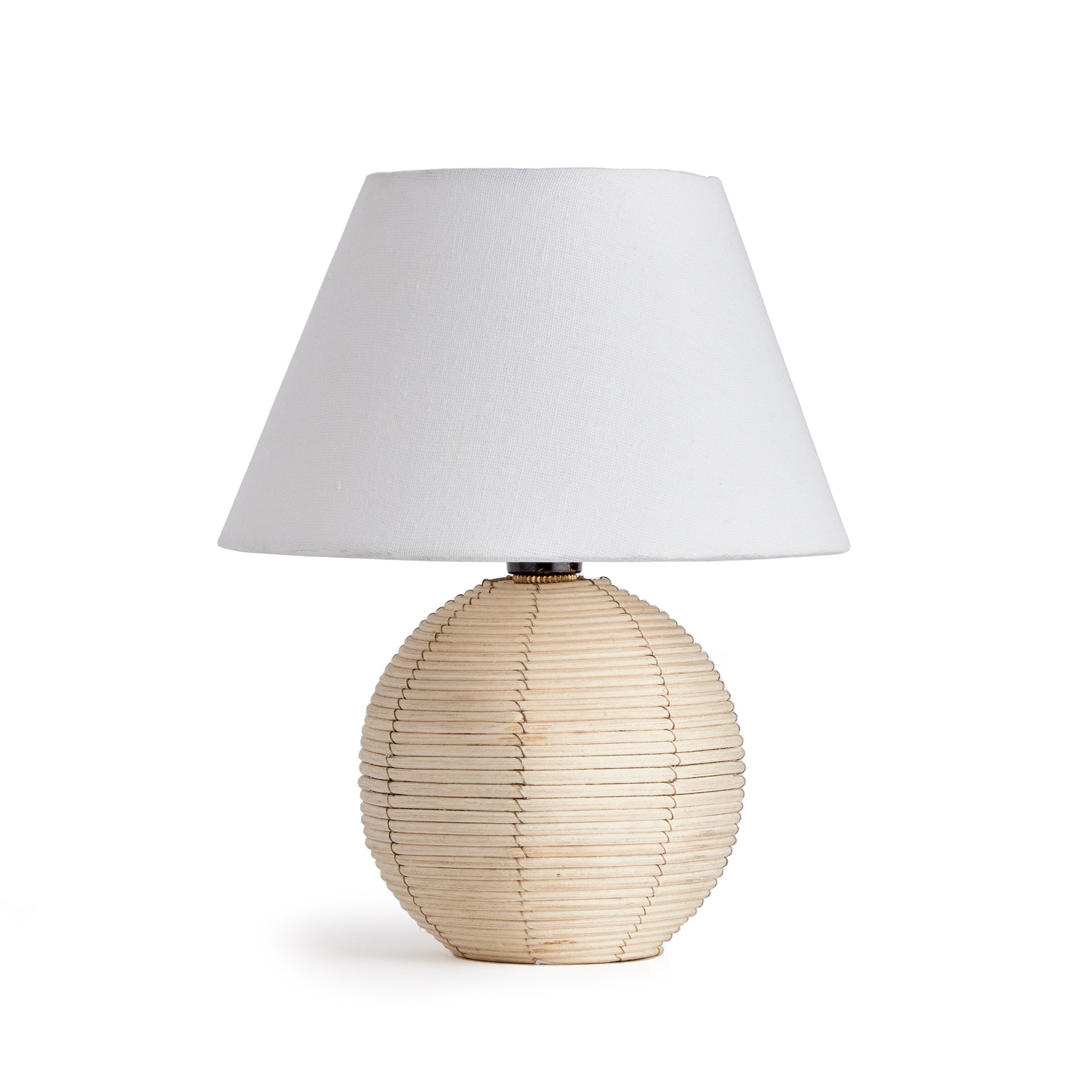 Woven in a natural cane rattan, with subtle variations in color making each one truly unique, this mini lamp is an instant classic. The petite shape and tailored shade make it the ideal lamp for kitchen counter or small workspace.