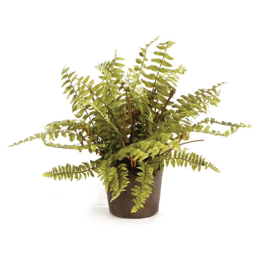 Artificial Boston fern drop in with realistic green fronds and molded root ball, 12 inch faux fern insert for indoor decor, Transitional