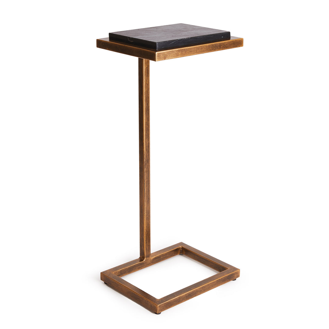 Antique Brass & Black Accent Table