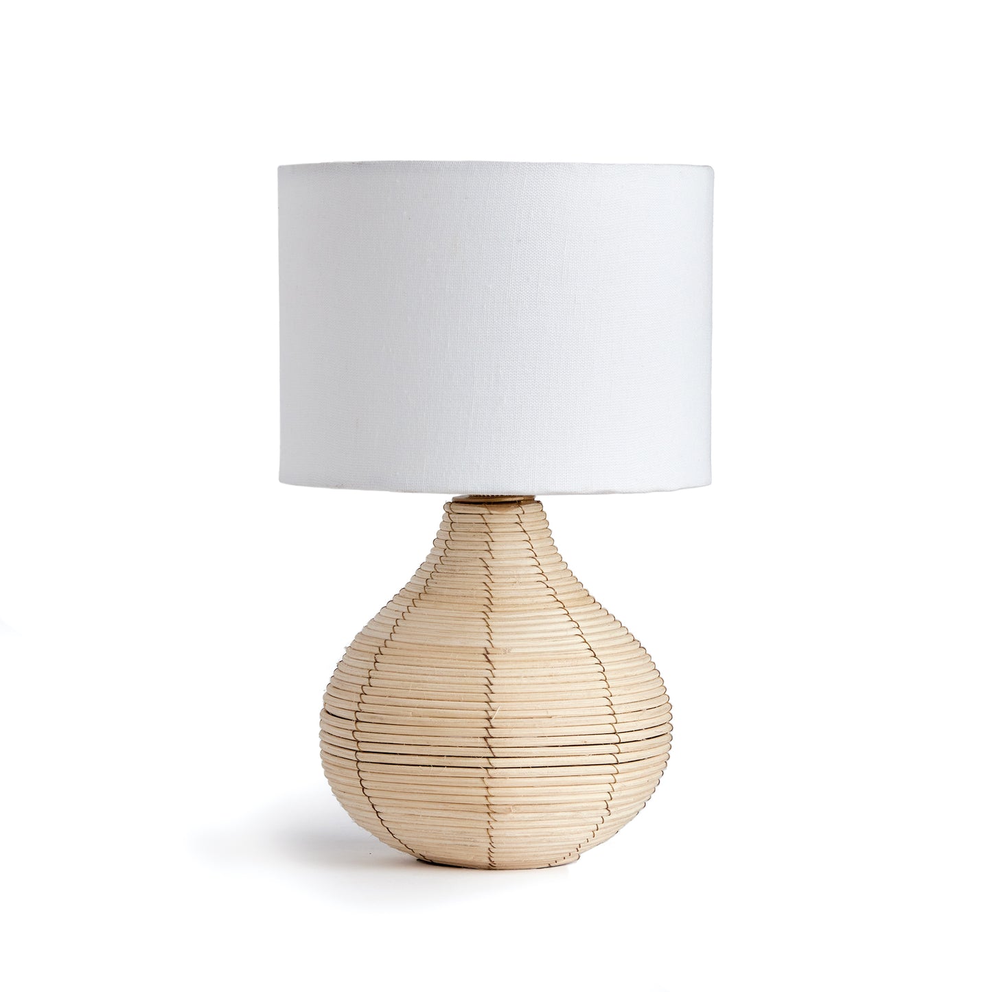 The petite shape and tailored shade make it the ideal lamp for kitchen or small workspace. The natural cane rattan Base and linen shade make for a more casual feel.