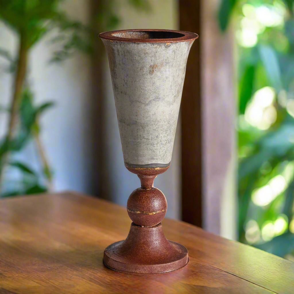 Rustic Oversized Antique Galvanized Metal Urn Vase