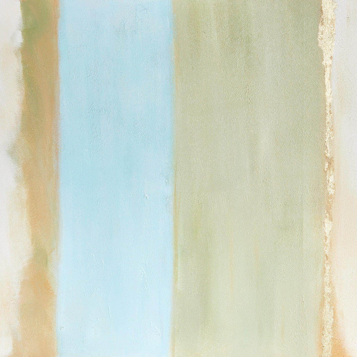 Experience the serene, coastal tones within this modern canvas. Drawing inspiration from Rothko's iconic style, this canvas is a study in color and balance. Each highlight is meticulously hand-embellished with touches of paint, creating a textured and dimensional piece. Complete with a sleek silver frame, this canvas is a stunning addition to any space.