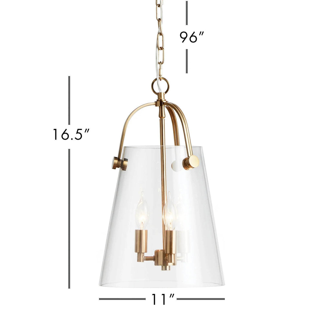 Small Gold Glass Chandelier with Distinctive Metal Detail