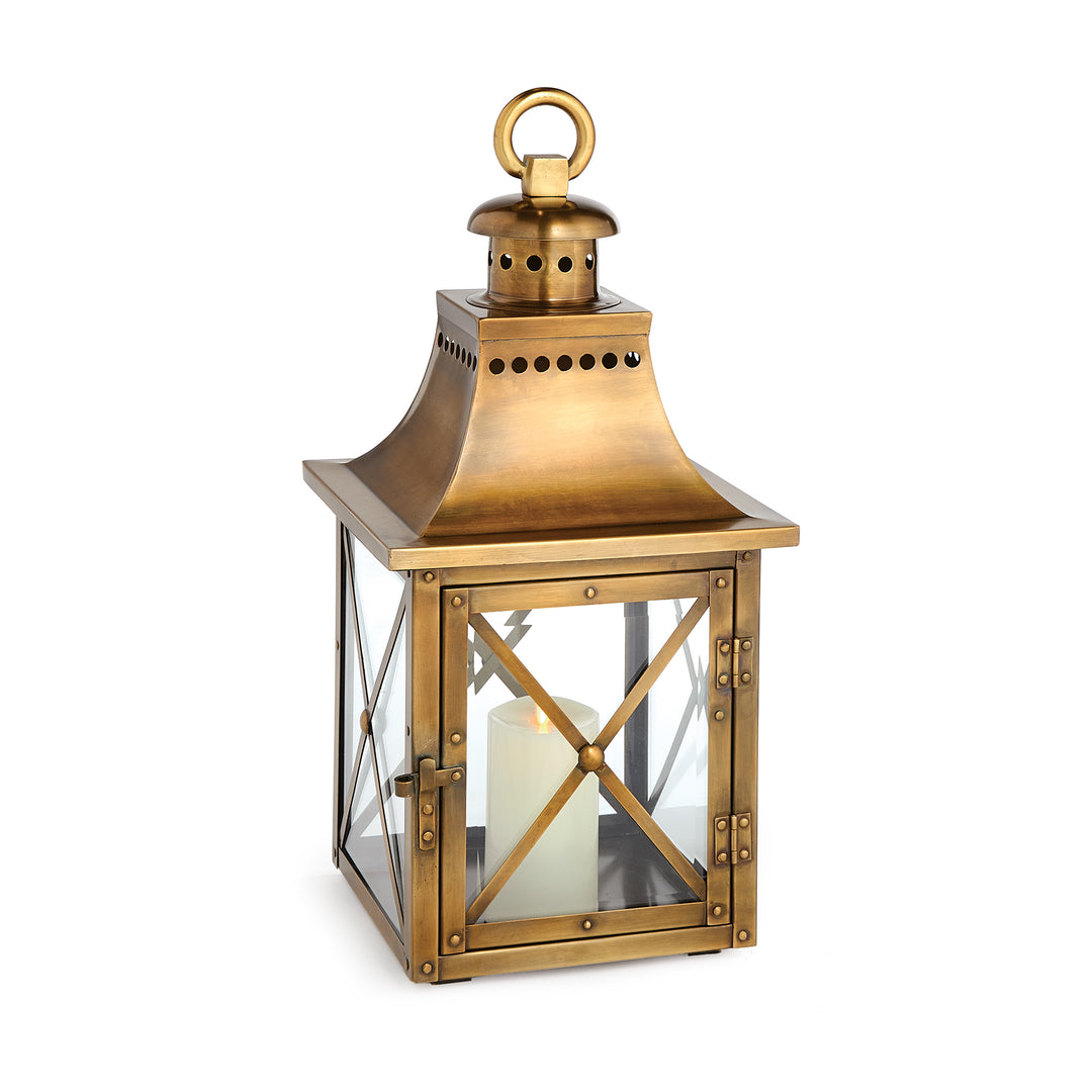 Medium Antique Brass Lantern with Traditional Design and Vent Details