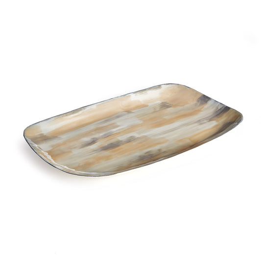 In a clever use of enameled iron, this lightweight beauty is painted by hand. Each one prettier than the next, creating a neutral, creamy tone-on-tone design. An unexpected look on the wall, or as the Base of a dramatic tablescape.