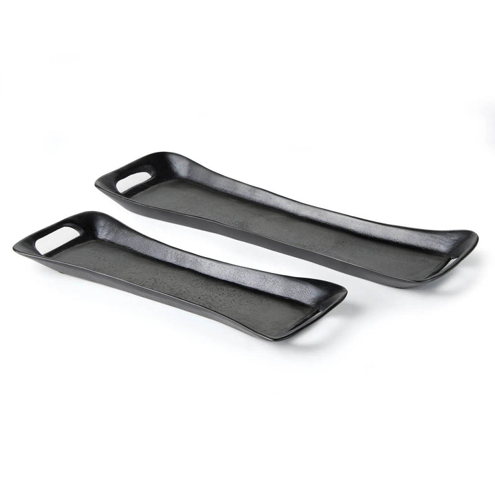 Pair of long black trays with cutout handles, displayed on a white background – Urban Contemporary.


