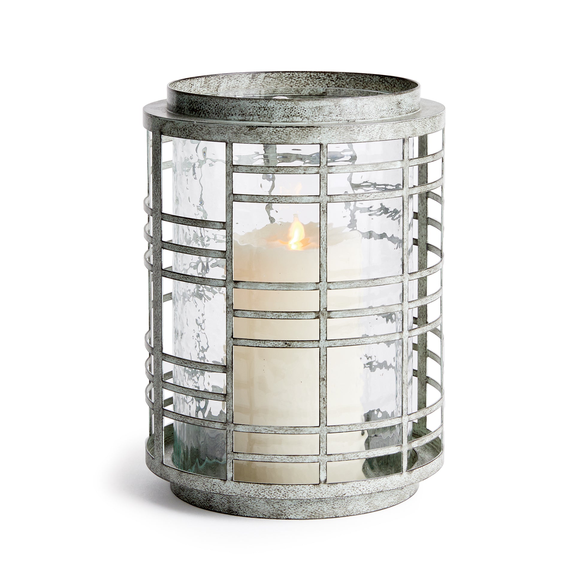 With a framework of geometric patterns in a matte metal finish, this candleholder is made for the modern industrial space. A contemporary accent for mantel or side table.