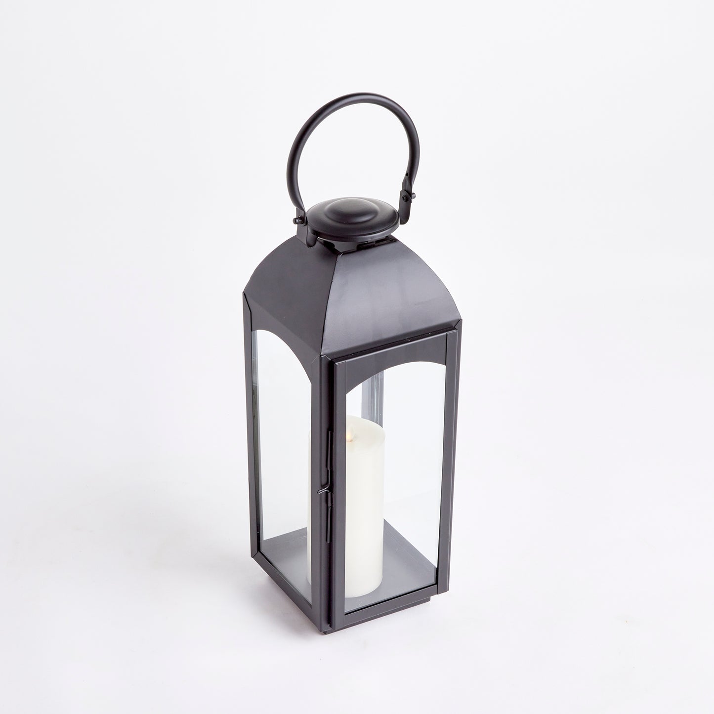 The Antoinne Outdoor Black Lantern Large is made with faux zinc material, bringing the classic charm of Europe. Its dark black hue adds a touch of drama to any outdoor space. With its expertly crafted faux zinc material and striking black color, the Antoinne Outdoor Black Lantern Large exudes a timeless European aesthetic and creates a sophisticated ambience for any outdoor setting.