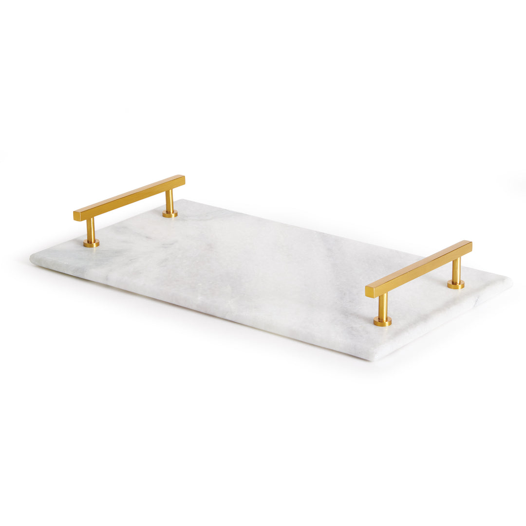 This Marble Serving Tray features a timeless pairing of marble and brass, making it the perfect way to present your favorite cheese and cracker platters. Its versatile design is suitable for coastal, traditional, and transitional settings, elevating your hosting game with a touch of sophistication. Whether you're serving a decadent cheese platter or a simple cracker spread, this tray is sure to impress, adding an elegant touch to any occasion.