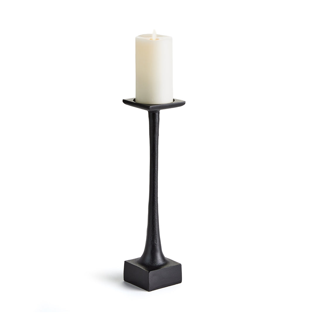 Sleek Black Medium Candle Stand with Weighted Base