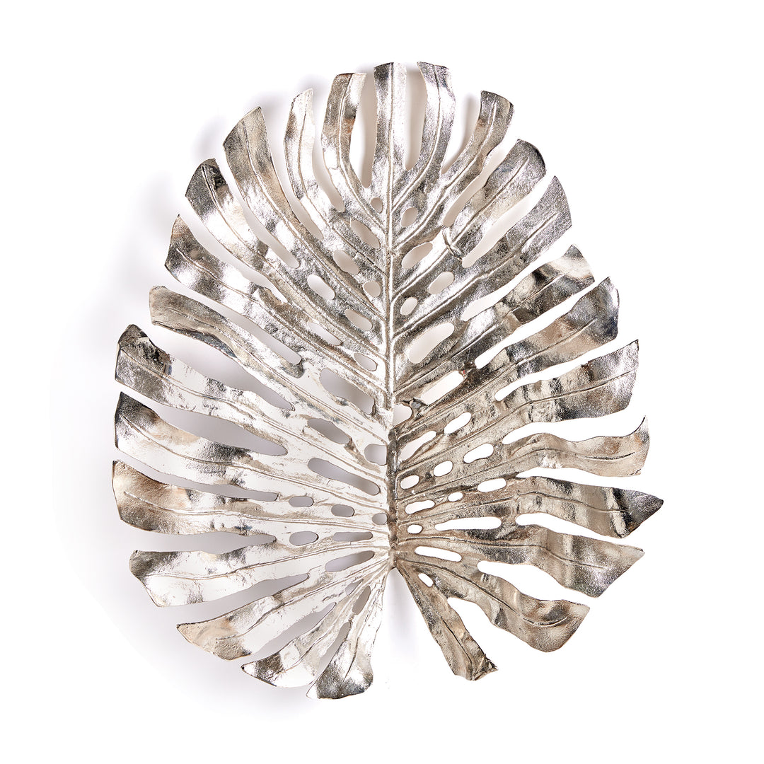 Silver Leaf Wall Decor Cast Aluminum Large Statement Accent