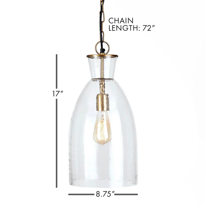 Traditional Large Brass and Seeded Glass Island Pendant Light