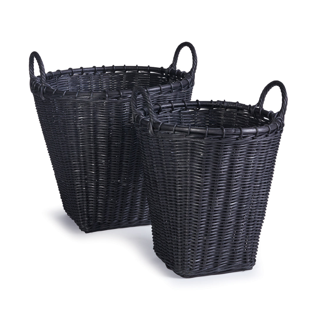 Alvero Black Rattan Baskets, Set Of 2