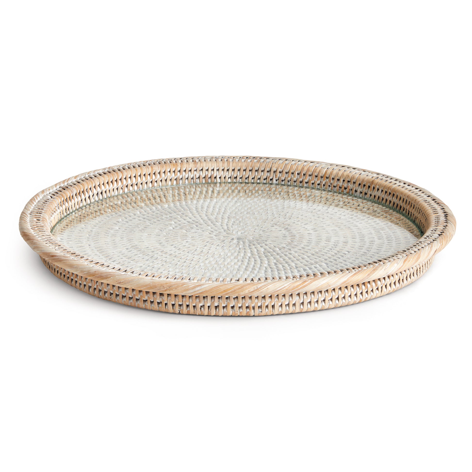 Burma Rattan Serving Platter, Whitewash