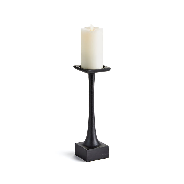 Short Black Candle Stand with Weighted Base for Pillar Candles