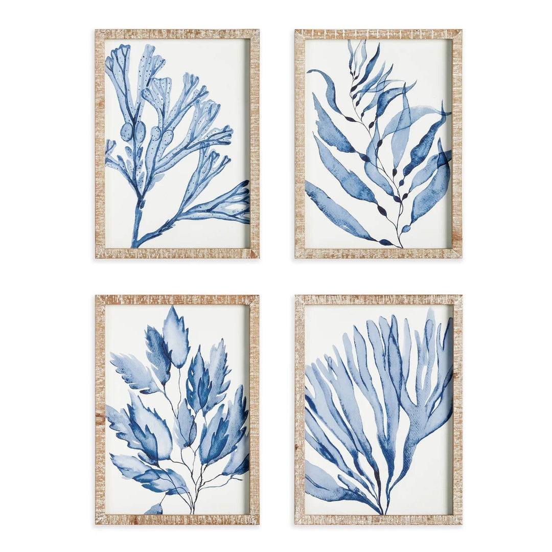 These coral prints showcase a sophisticated and high-quality design, perfect for elevating any coastal-inspired space. The delicate watercolor design and distressed whitewashed frames add to the luxurious elegance of these wall prints. Incorporate a refined and chic atmosphere with these stunning coral prints.