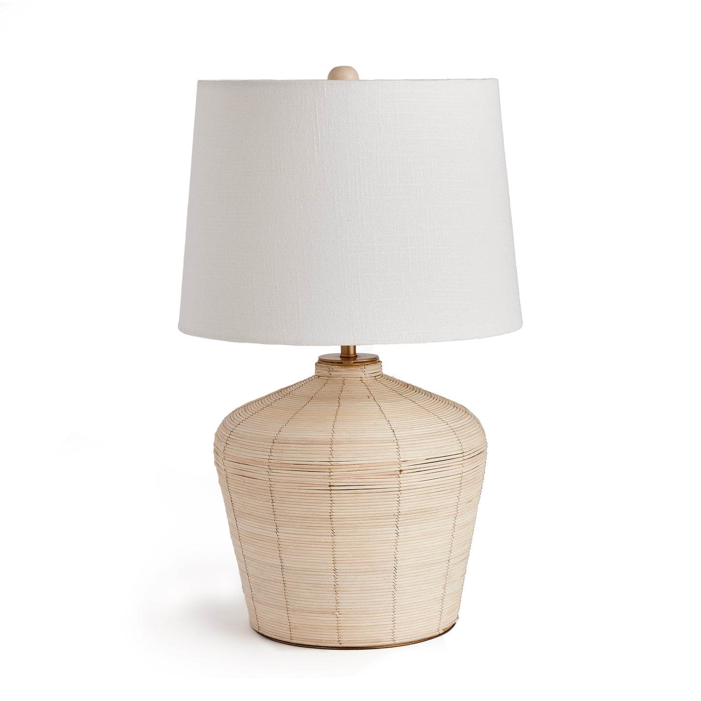 Woven in a whitewash cane rattan, with subtle variations in color that makes each one truly unique, this lamp is an instant classic. Topped with a wide cylindrical shade, a perfect accent for bedroom, living room or study.