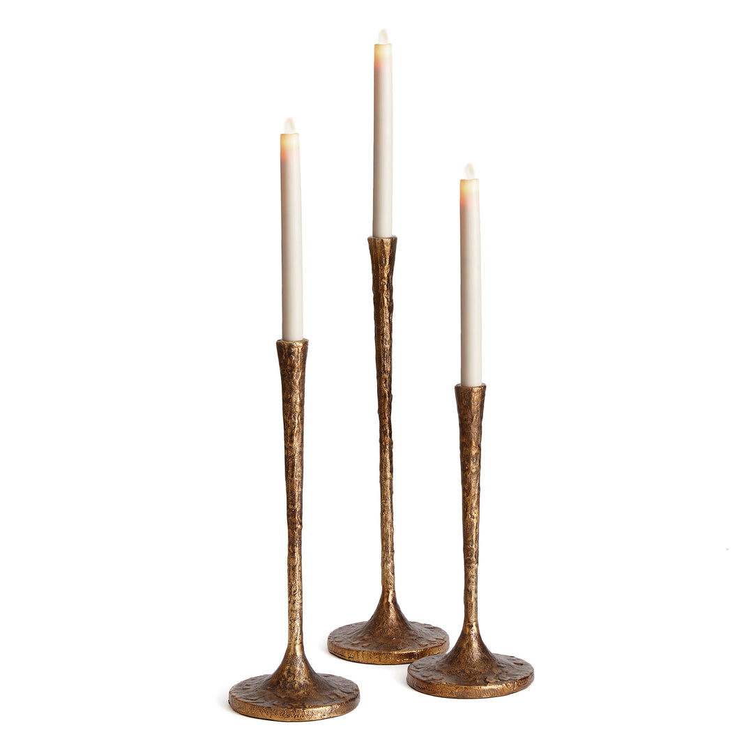 Burke Antique Brass Tapered Candle Holders, Set Of 3