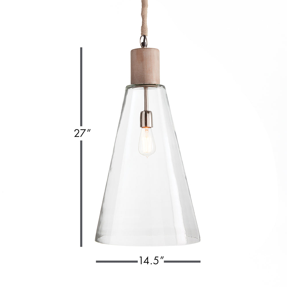 Timeless Glass Island Pendant Light with Whitewashed Wood