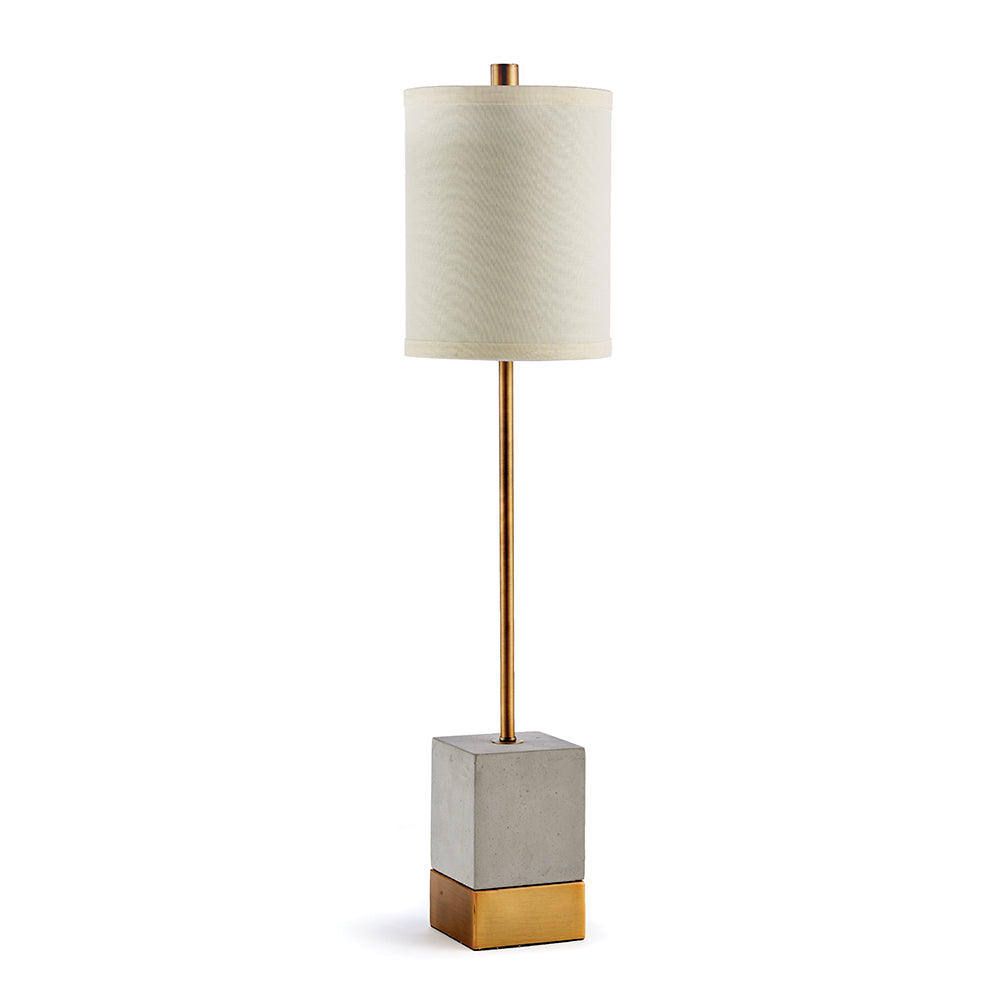 Tall Concrete Table Lamp with Brass Accents