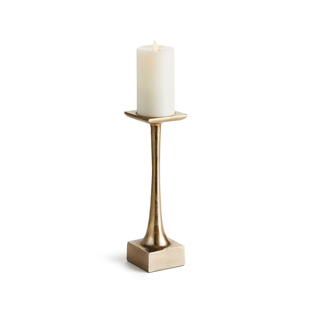 Short Gold Candle Stand with Weighted Base for Stylish Decor