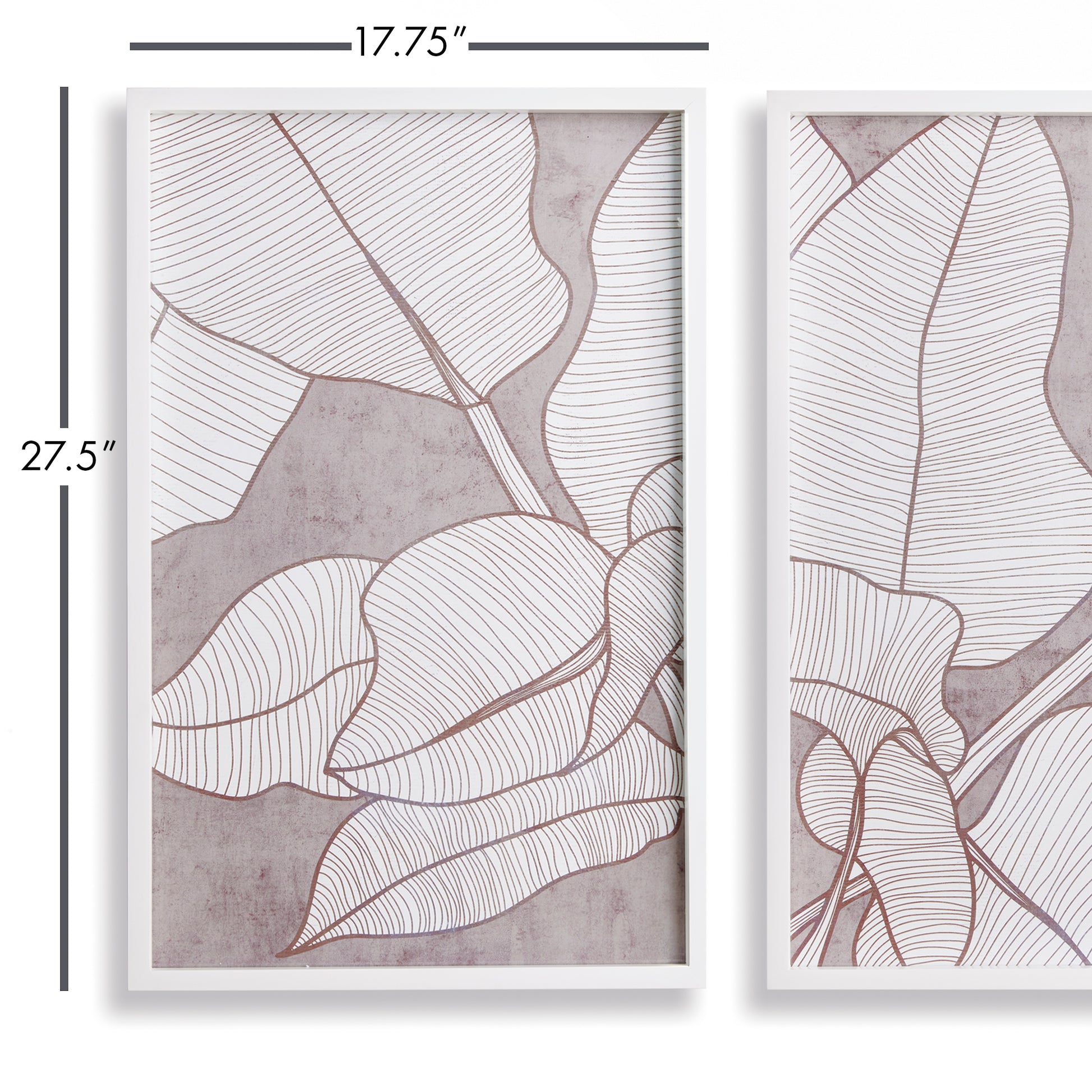 Experience a tropical oasis at home with these unique and sophisticated coastal pieces. The soothing taupe palette adds a touch of relaxation, while the simple white frames seamlessly blend into any home decor. Perfectly sized for your entry or living room, indulge in an updated coastal look with these Palm Leaf Wall Prints, Set of 2.