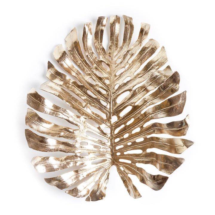 Gold Monstera Leaf Wall Decor Cast Aluminum Grand Statement Accent