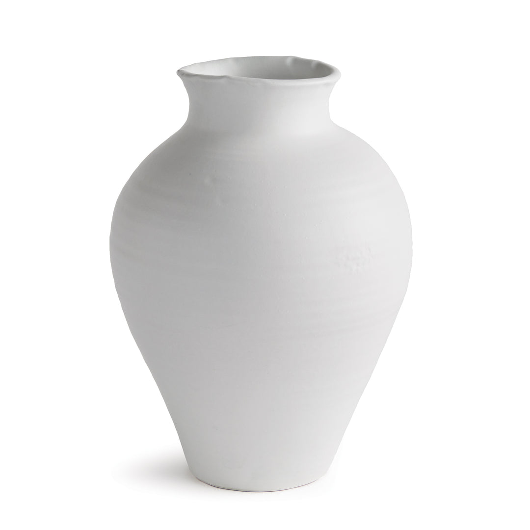 Hand Thrown Large Terracotta Vase Matte White Glaze Accent