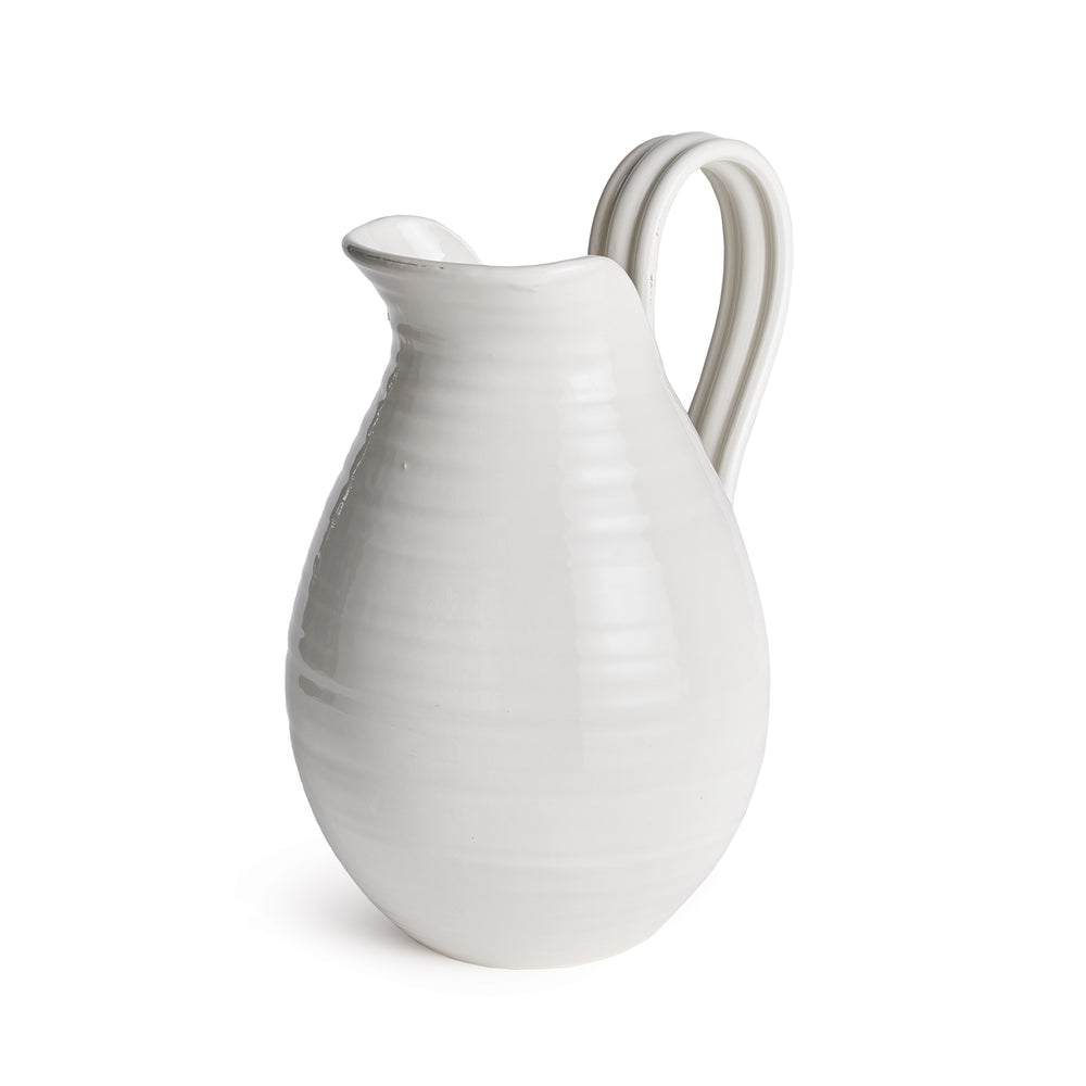 Handmade Italian Decorative Ceramic Vase with Artisan Ribbing