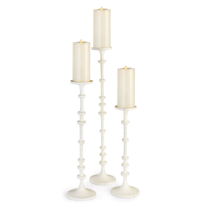 Abacus White Candle Stands, Set Of 3