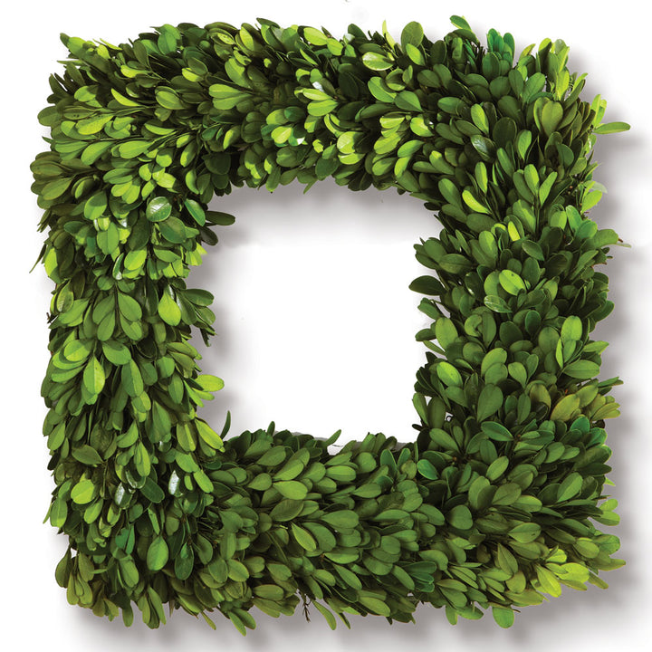 English Boxwood Square Wreath 16"