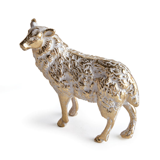 Made of a heavy cast aluminum, this curious sheep is full of charming detail. With realistic features and a white ash finish, a stately addition to side table, ottoman or bookshelf.