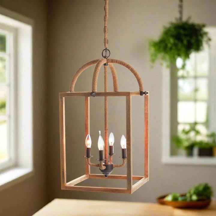 Rustic Brown Chandelier with Honey Finish and Minimalist Design