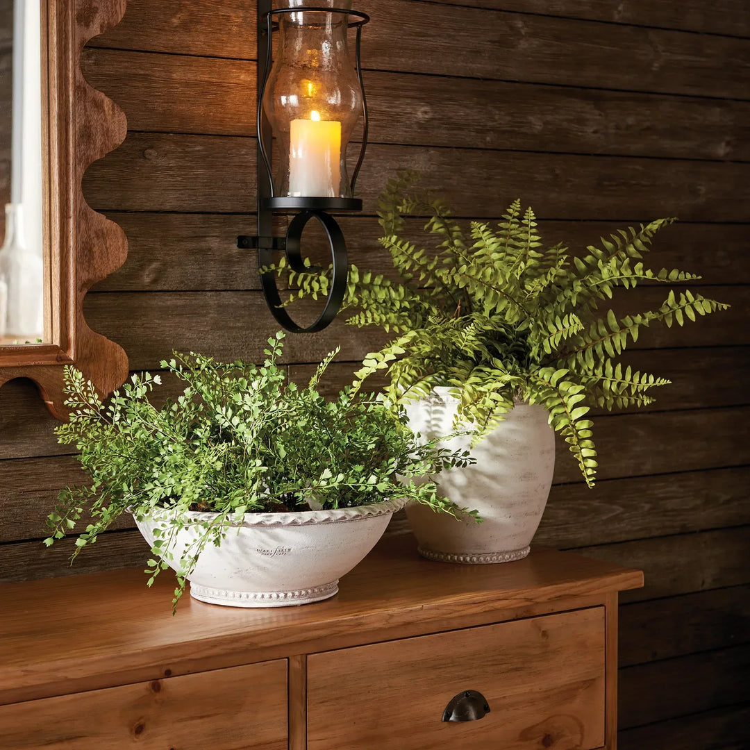 Faux Boston fern drop in featuring natural-looking frond shape and volume, 12 inch artificial fern insert for decorative containers, Transitional