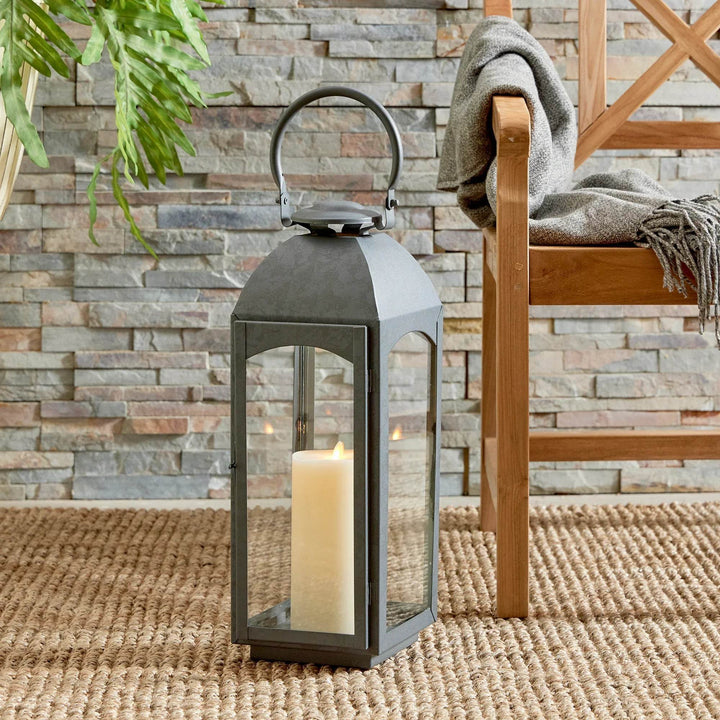 Antoinne Outdoor Gray Lantern Large - Delamere Design
