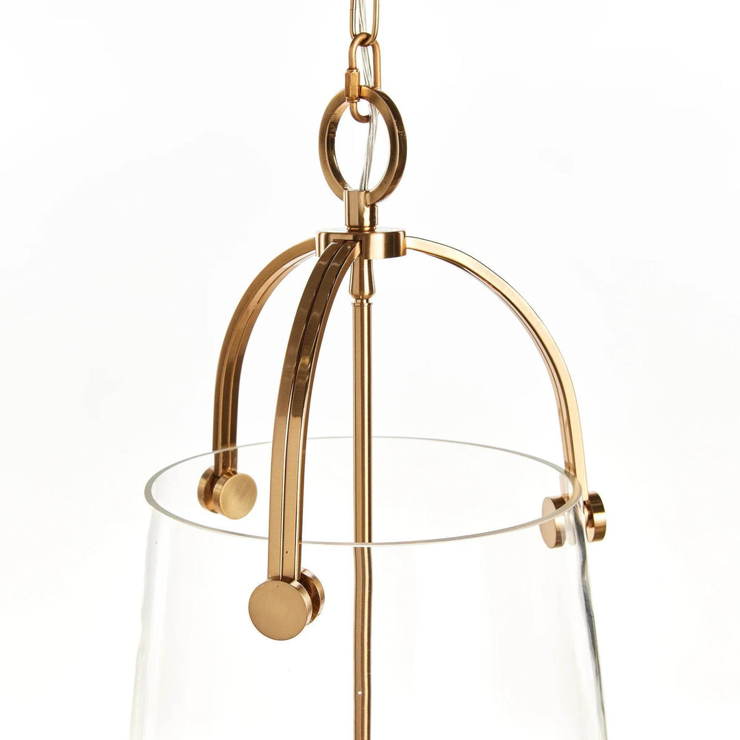 Gold Accent Glass Chandelier with Unique Metal Details