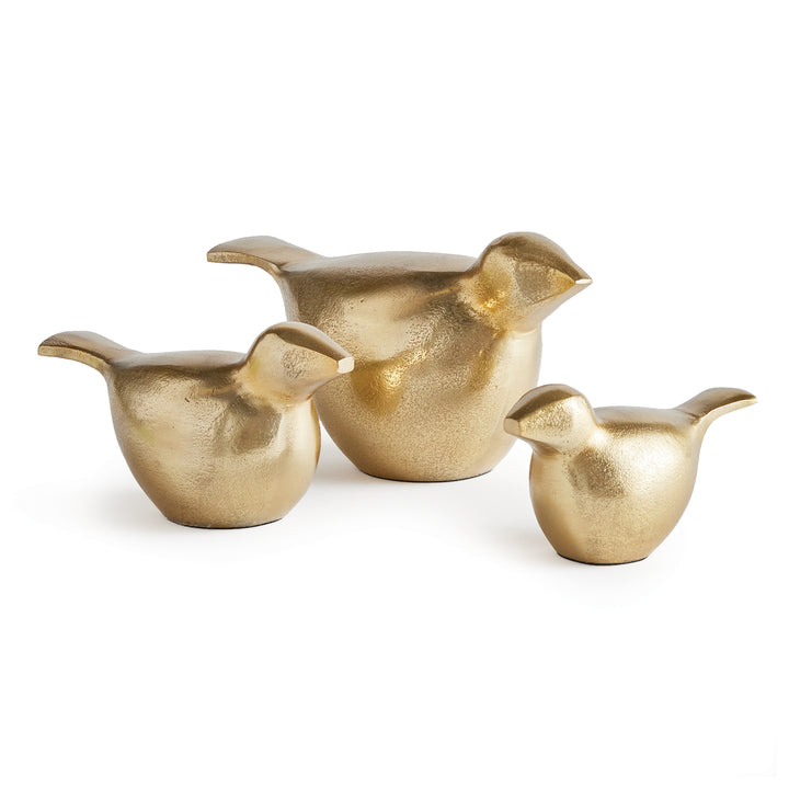 Golden Bird Sculpture, Set Of 3