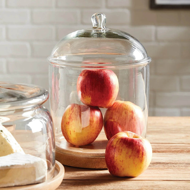 Adrien Glass Cloche with Wood Base - Elegant Food Display