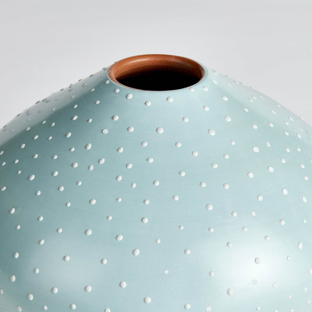 Detailed view of the ceramic vase’s clay rim and stipple texture near the opening, emphasizing artisan craftsmanship – Modern Organic.

