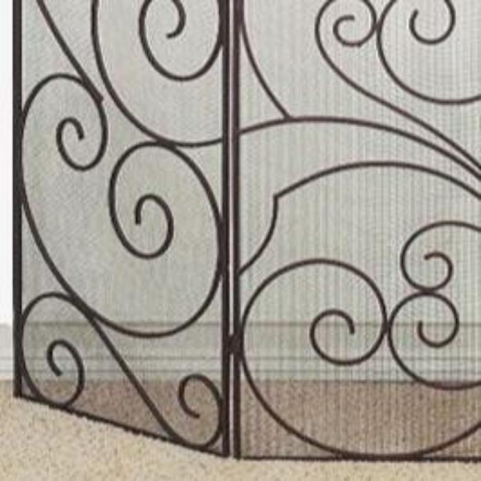 Large Antique Brown Fireplace Screen