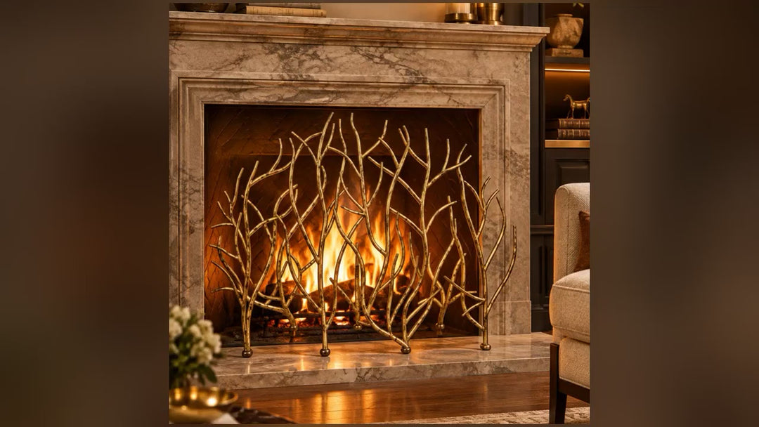Large Gold Twig Decorative Fireplace Screen – 48.75"