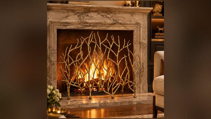 Large Gold Twig Decorative Fireplace Screen – 48.75"
