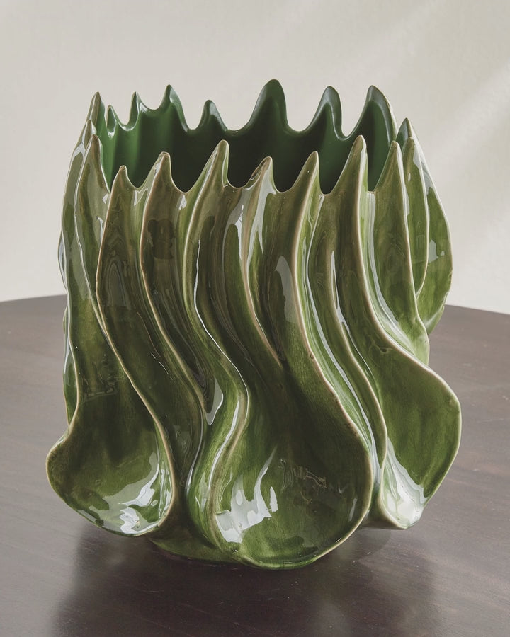 Sylva Green Sculptural Ceramic Vase